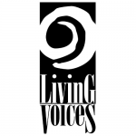 black and white Living Voices logo